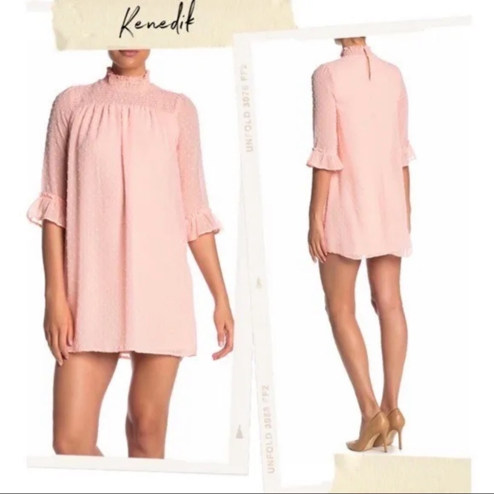 nordstrom blush swiss dot mini dress - Picture 2 of 9